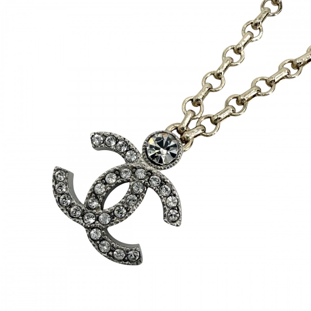 CHANEL シャネル ネックレス アジャスター付き ココマーク ペンダント アクセサリー GP ラインストーン I23K ゴールド レディース 約10.3g 美品 2023年【中古品】