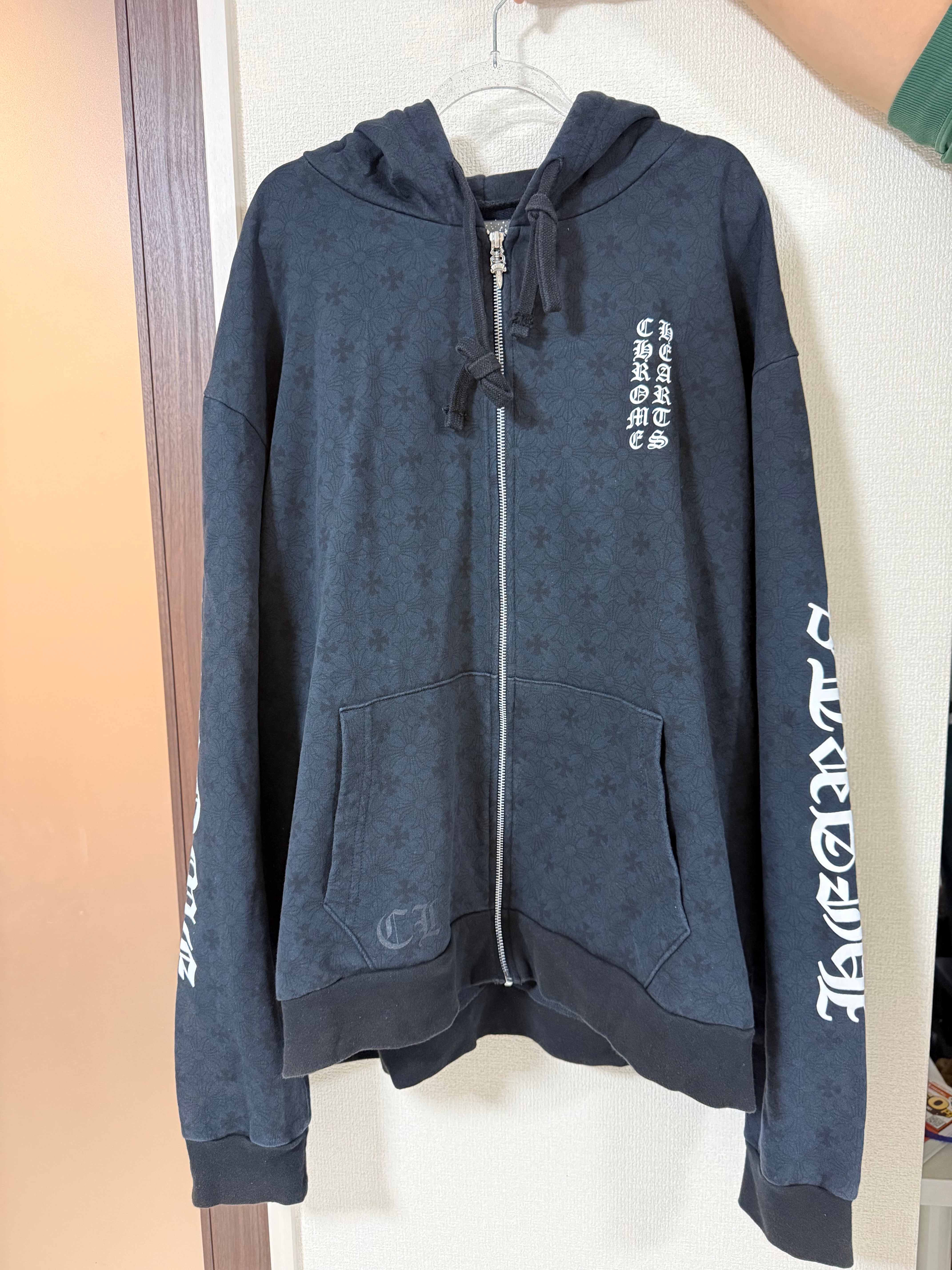 Chrome Hearts CH Plus Patterned Zip Up Hoodie "Black/Silver"