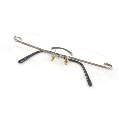 良品 カルティエ メガネ シルバー メンズ □18