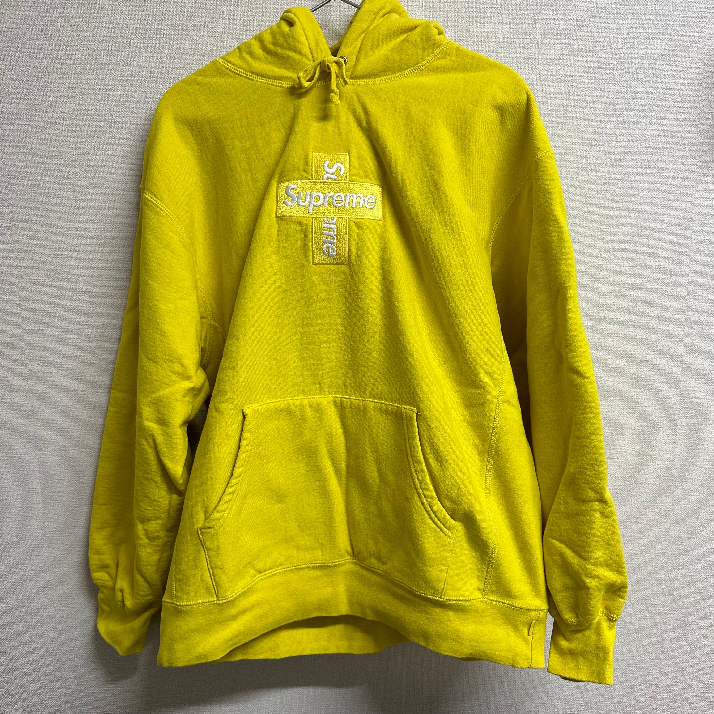 Supreme Cross Box Logo Hooded Sweatshirt "Yellow"