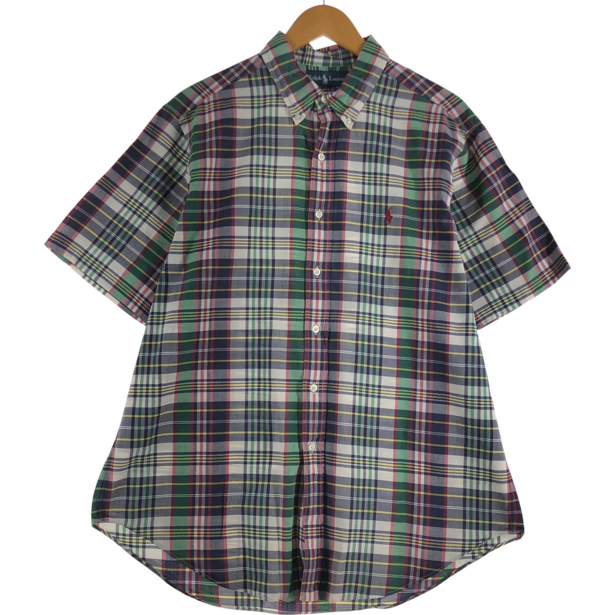 古着 ラルフローレン Ralph Lauren CLASSIC FIT 半袖 ボタンダウン チェックシャツ メンズXL相当/eaa560450