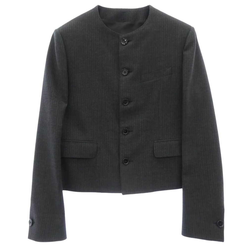 CELINE セリーヌ ジャケット 2V25X154W-09AJ Short Mods Jacket In Wool Gabardine ノーカラー ショート モッズジャケット ウールギャバジン グレー系 46【美品】【中古】