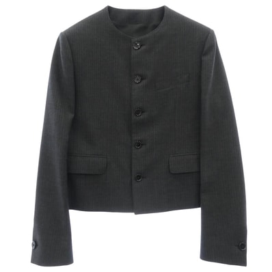 CELINE セリーヌ ジャケット 2V25X154W-09AJ Short Mods Jacket In Wool Gabardine ノーカラー ショート モッズジャケット ウールギャバジン グレー系 46【美品】【中古】