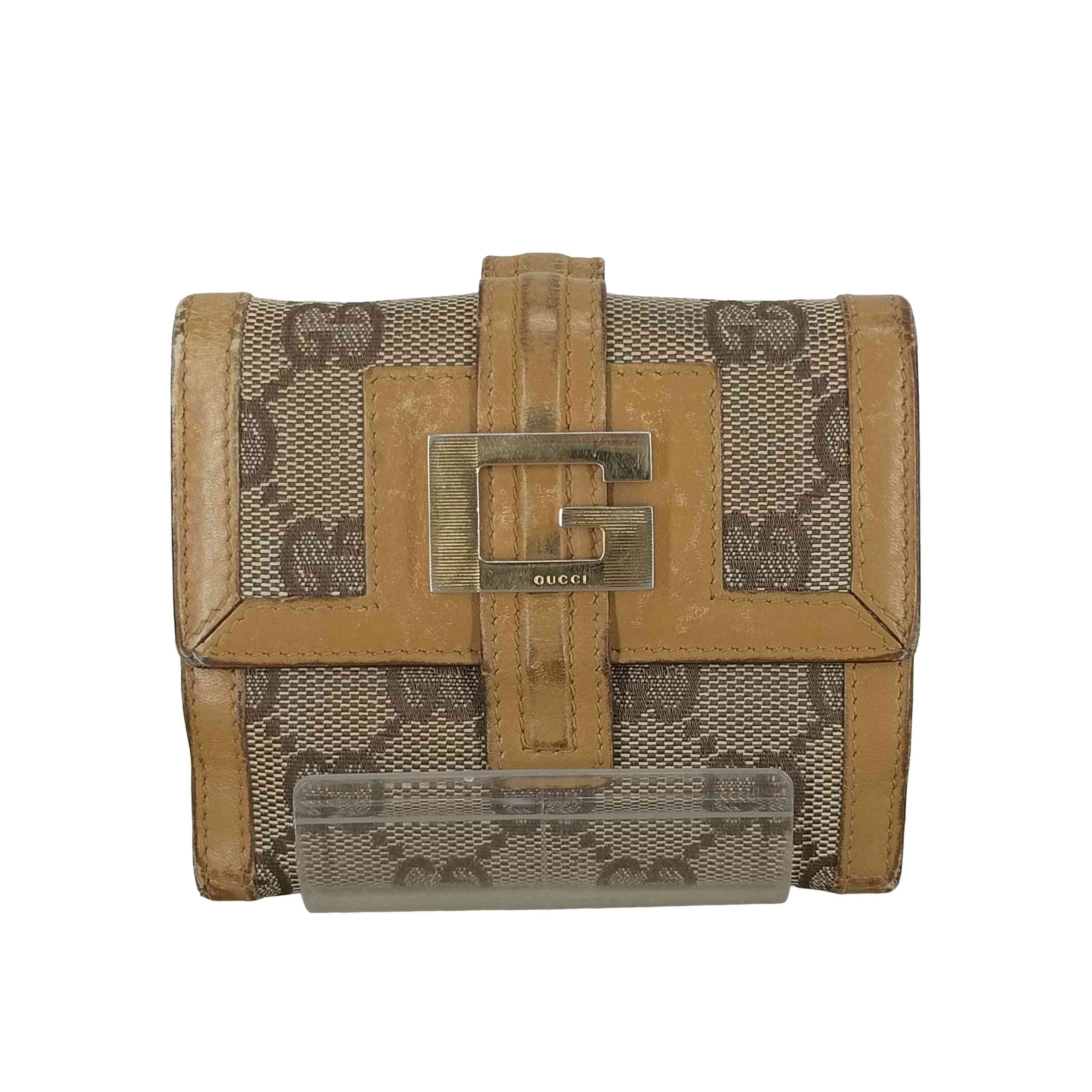 D (傷や汚れあり)】GGキャンバス Wホック 2つ折り財布【1143323813250