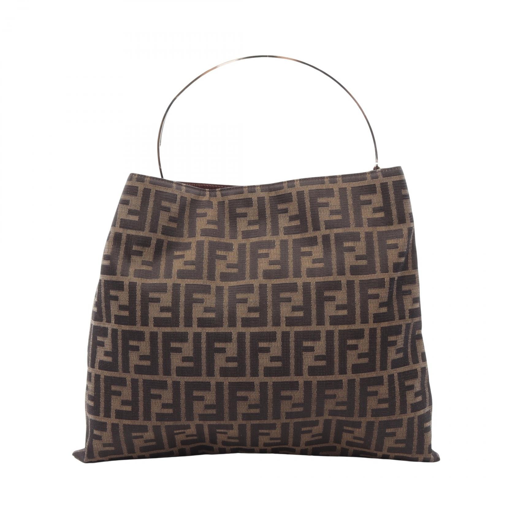 FENDI FENDI 주카 토트 백 토트 백 캔버스 가죽 여성 브라운/블랙 [중고]