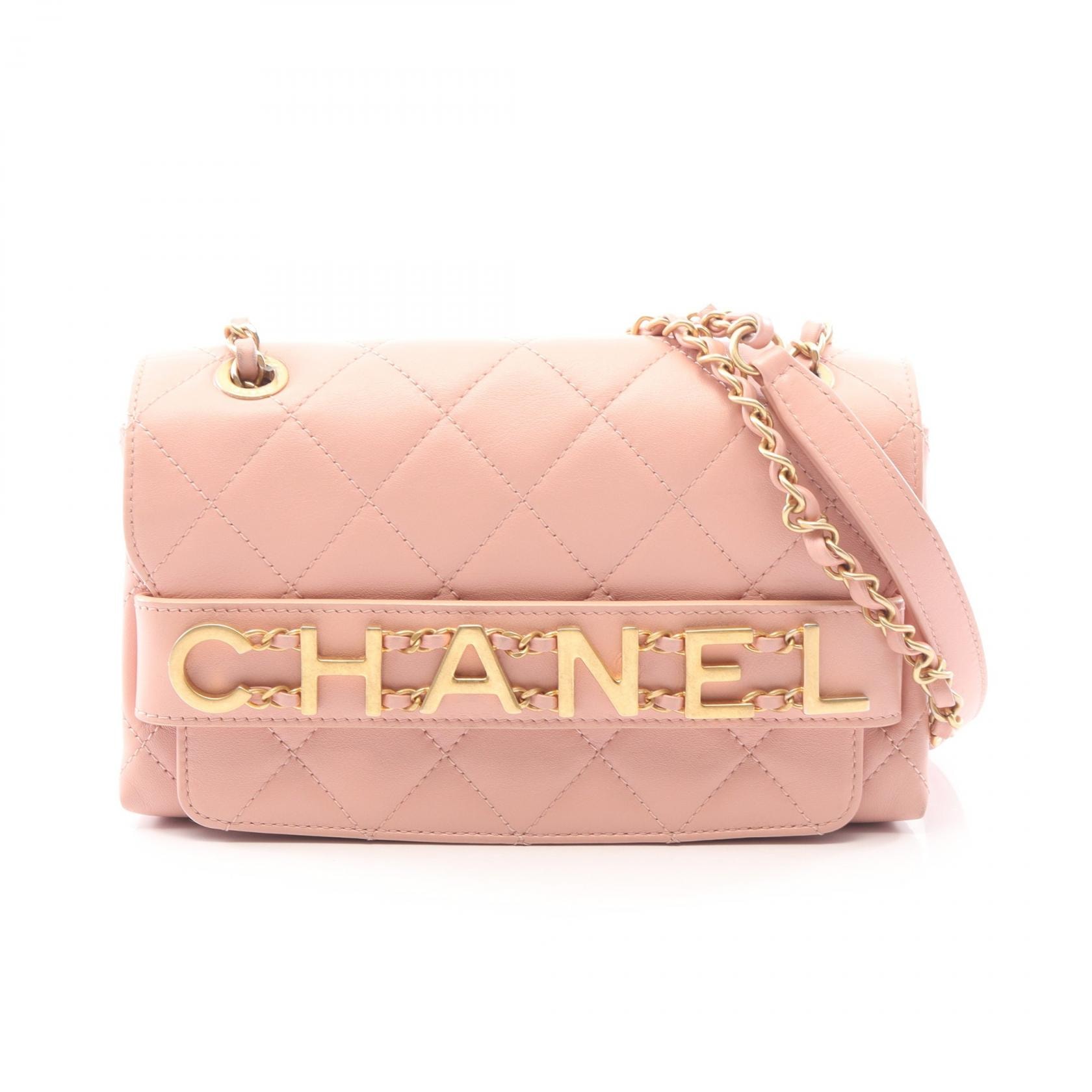 シャネル CHANEL マトラッセ ロゴ ショルダーバッグ バッグ ラムスキン(羊革) レディース ピンク系 AS4190 【中古】