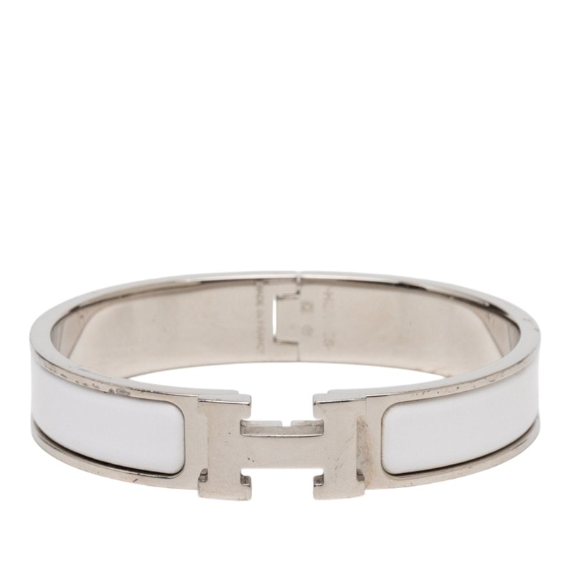 エルメス クリックH PM ブレスレット シルバー ホワイト メタル エナメル レディース HERMES 【中古】