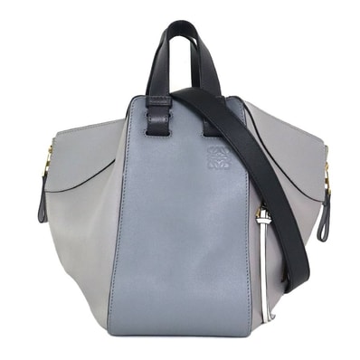ロエベ LOEWE ハンドバッグ ショルダーバッグ ハンモック スモール レザー グレー/ブラック ゴールド レディース【中古】 e62103a