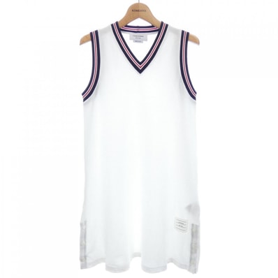 トムブラウン THOM BROWNE クラシック ピケ ストライプVネック テニスドレス FJD108A ワンピース