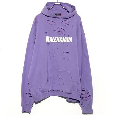 BALENCIAGA MENS Caps Destroyed Hoodie