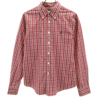 RALPH LAUREN ラルフローレン チェック柄 長袖 ボタンダウンシャツ 11 レッド