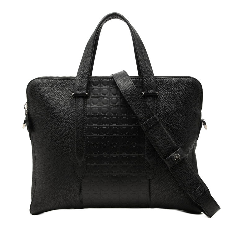 サルヴァトーレフェラガモ ガンチーニ ビジネスバッグ ショルダーバッグ 2WAY ブラック レザー メンズ Salvatore Ferragamo 中古
