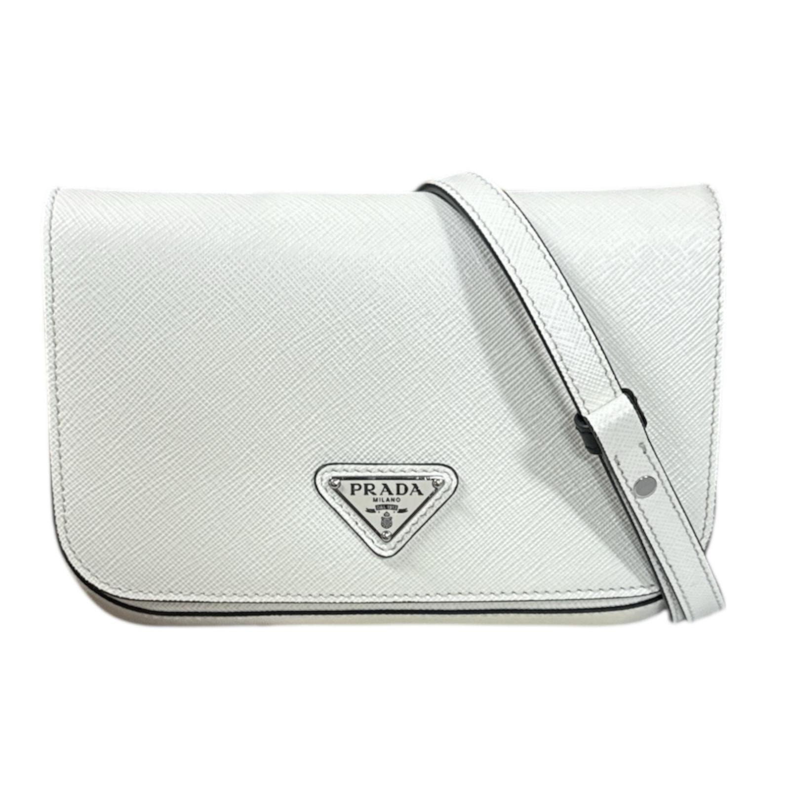 プラダ サフィアーノ ショルダーバッグ レザー 2VD061 ホワイト ユニセックス PRADA  中古