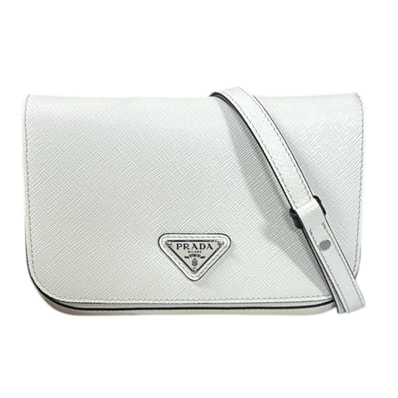 プラダ サフィアーノ ショルダーバッグ レザー 2VD061 ホワイト ユニセックス PRADA 中古
