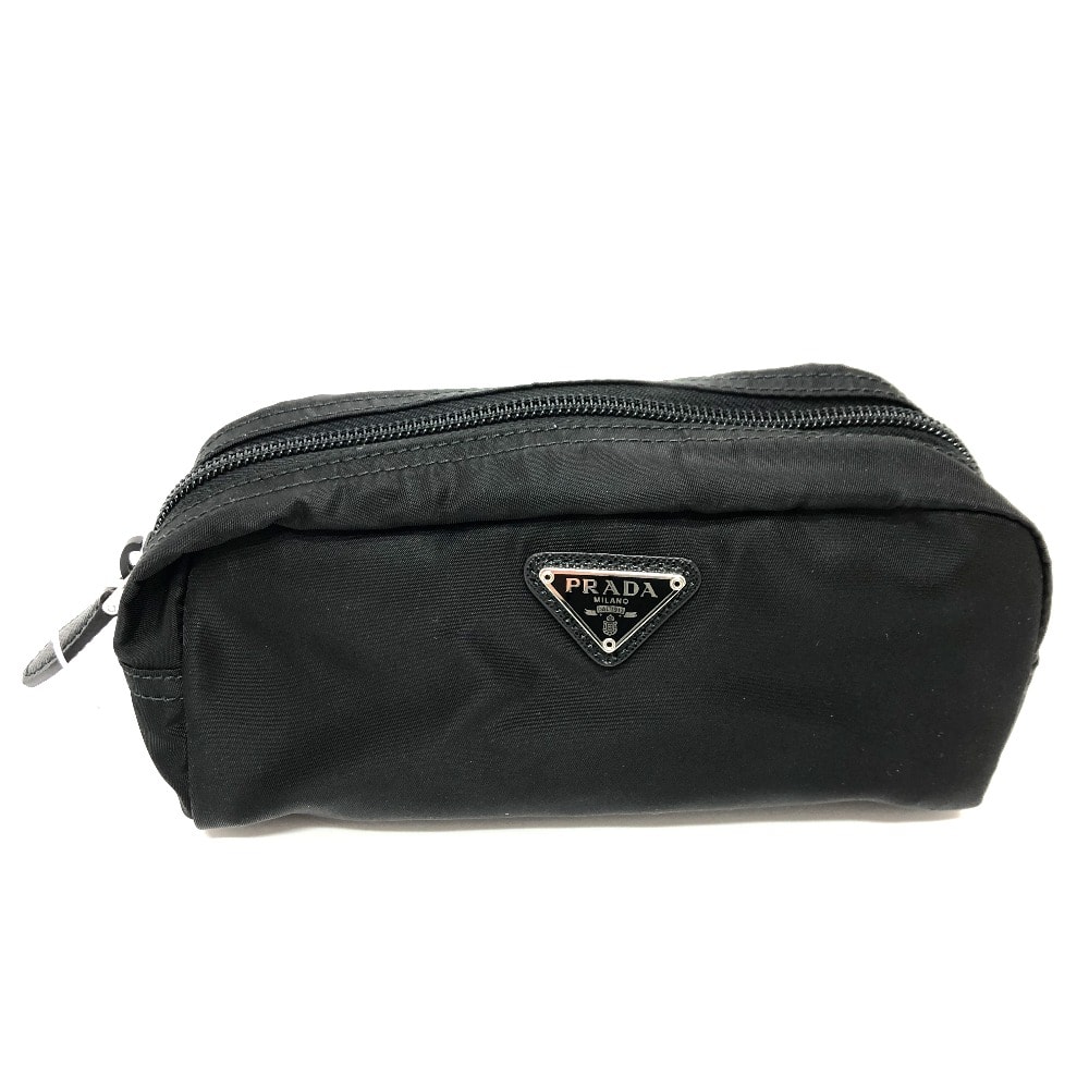 プラダ PRADA トライアングルロゴ 1NA350 メイクポーチ 化粧ポーチ ポーチ ナイロン NERO ブラック 美品