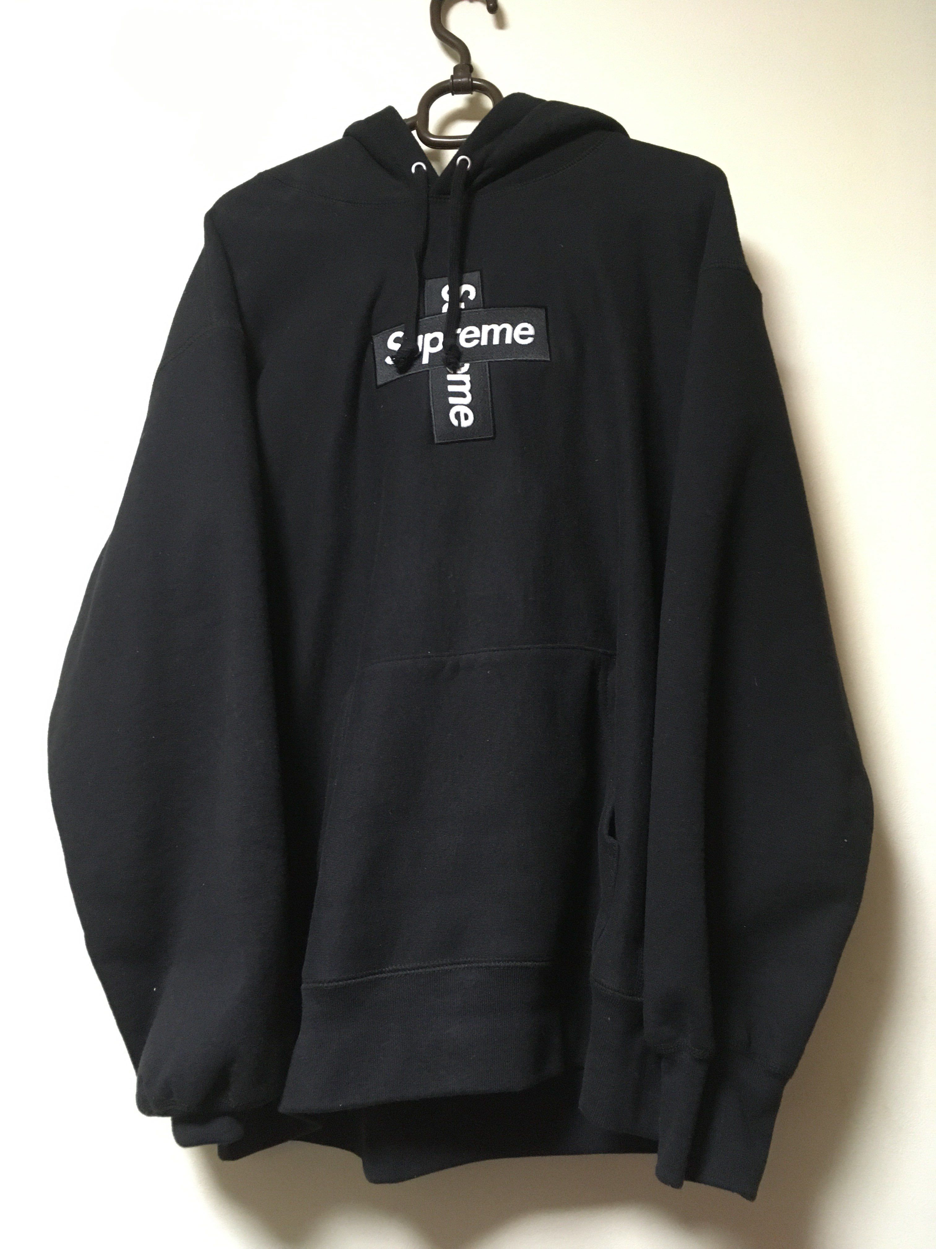 Supreme Cross Box Logo Hooded Sweatshirt "Black"