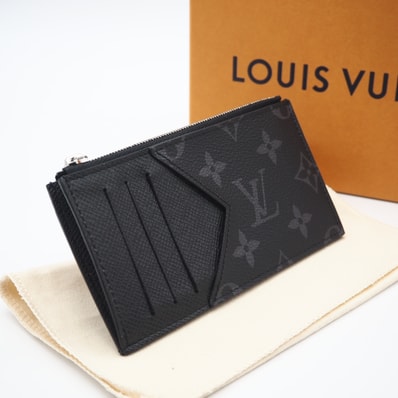 美品 LOUIS VUITTON ルイ・ヴィトン モノグラムエクリプス コインカードフォルダー M30271 コインケース ブラック グレー コーティングキャンバス レザー メンズ