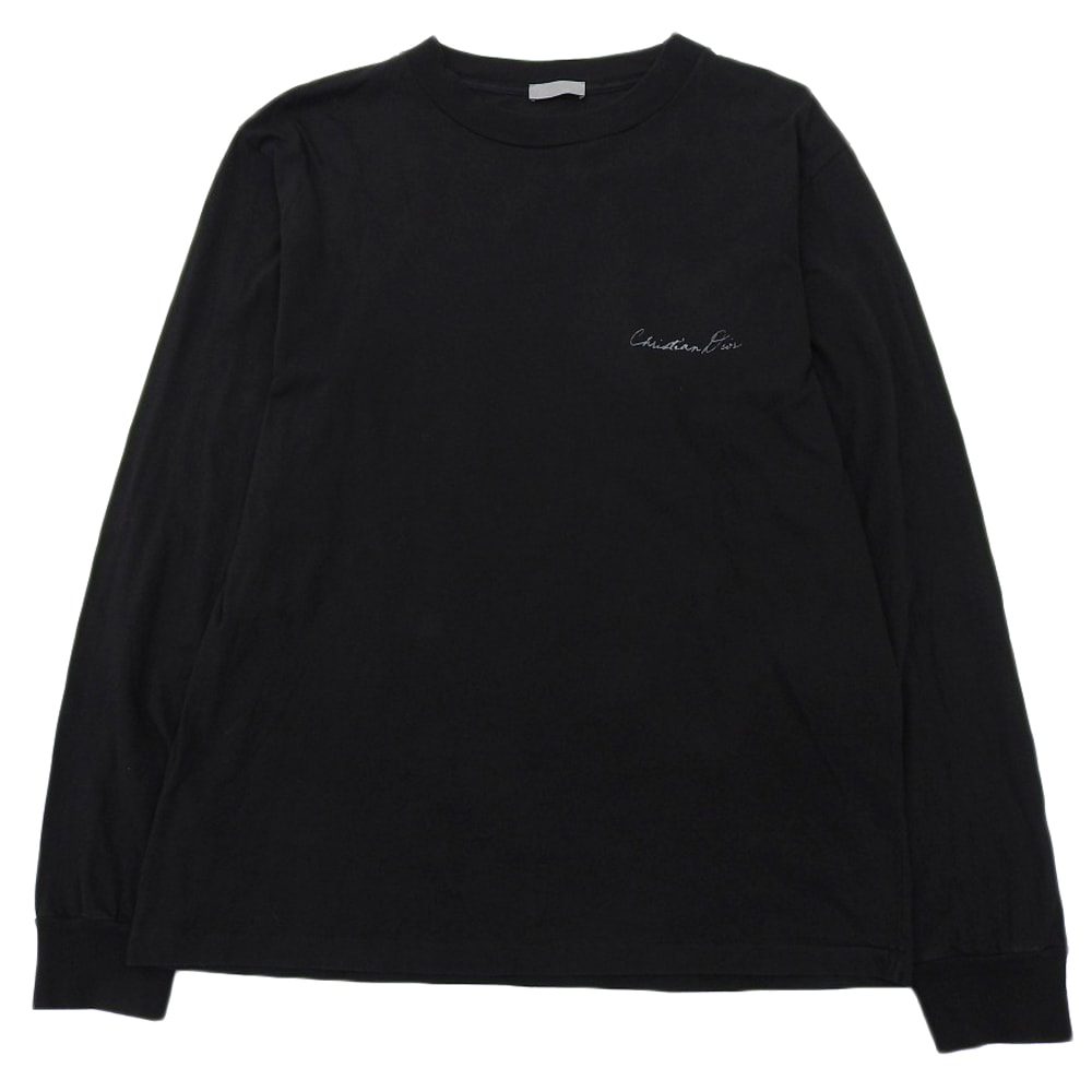 ディオール コットン Lily of the Valley バックプリント ロングスリーブ カットソー トップス ブラック S 49DJ645A0817 S