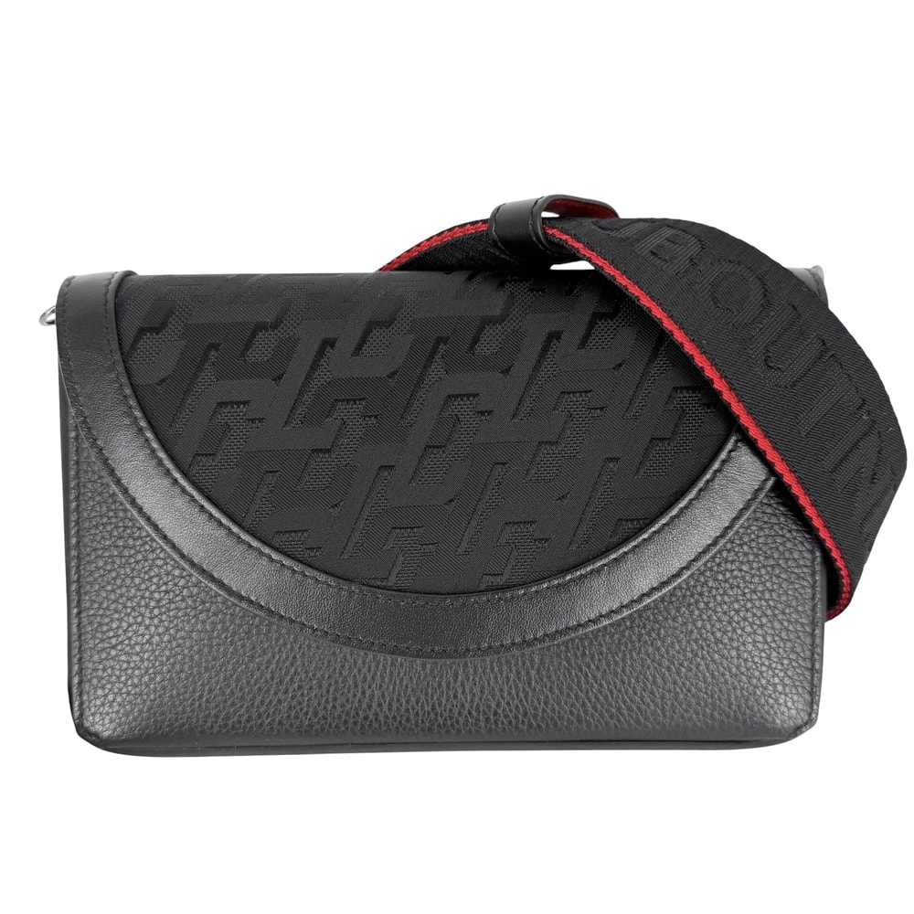 Christian Louboutin クリスチャンルブタン ショルダーバッグ エクスプローラーファンクウォレット ショルダーウォレット 肩掛け 斜め掛け レザー ブラック 黒 レッド 赤 ガンメタル金具 ユニセックス【中古品】
