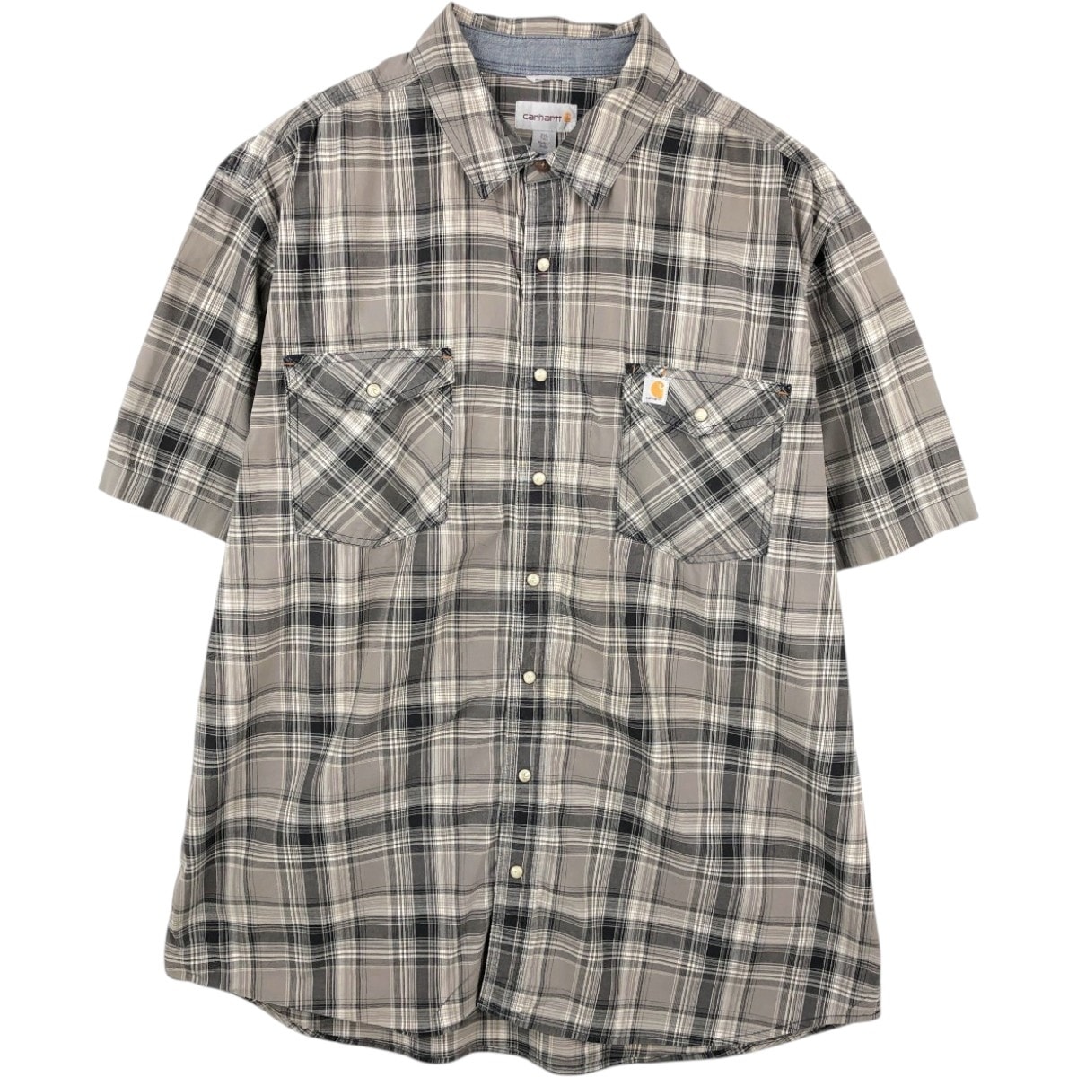 古着 カーハート Carhartt RELAXED FIT 半袖 コットン チェックシャツ メンズXXL相当/eaa668088