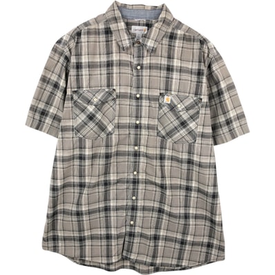 古着 カーハート Carhartt RELAXED FIT 半袖 コットン チェックシャツ メンズXXL相当/eaa668088