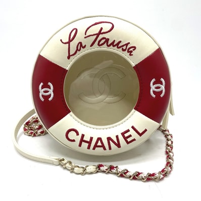 シャネル CHANEL ラウンド スモール AS0209 ココマーク CC チェーン クルーズライン カバン ポシェット ショルダーバッグ ラムスキン ホワイト/レッド