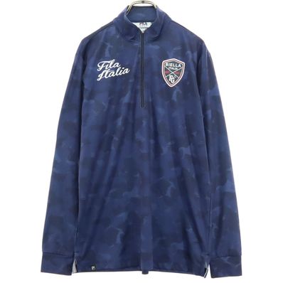 FILA フィラ チームロゴプリント ゴルフ 長袖 ジップパーカー M ネイビー