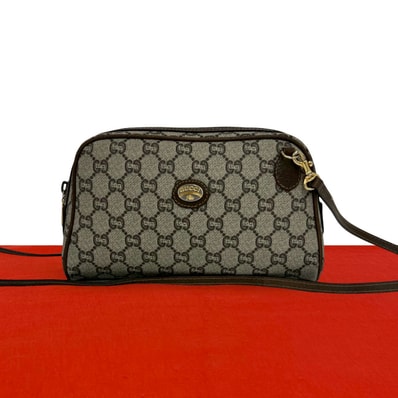 GUCCI グッチ グッチプラス ロゴ 柄 レザー PVC ショルダーバッグ ブラウン
85335