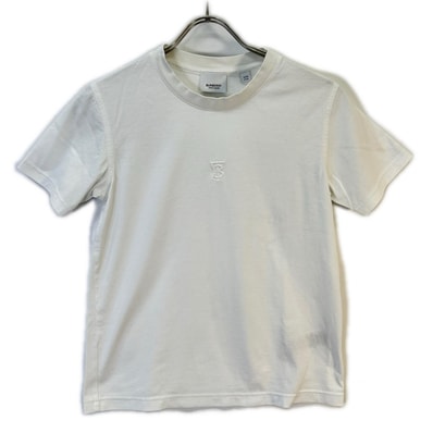 バーバリー リカルド期 8015186 TBロゴ ホワイト クルーネックTシャツ XXS