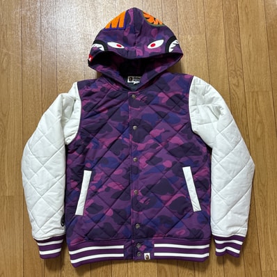 BAPE shark jacket purple camo スタジャン シャーク エイプ ベイプ