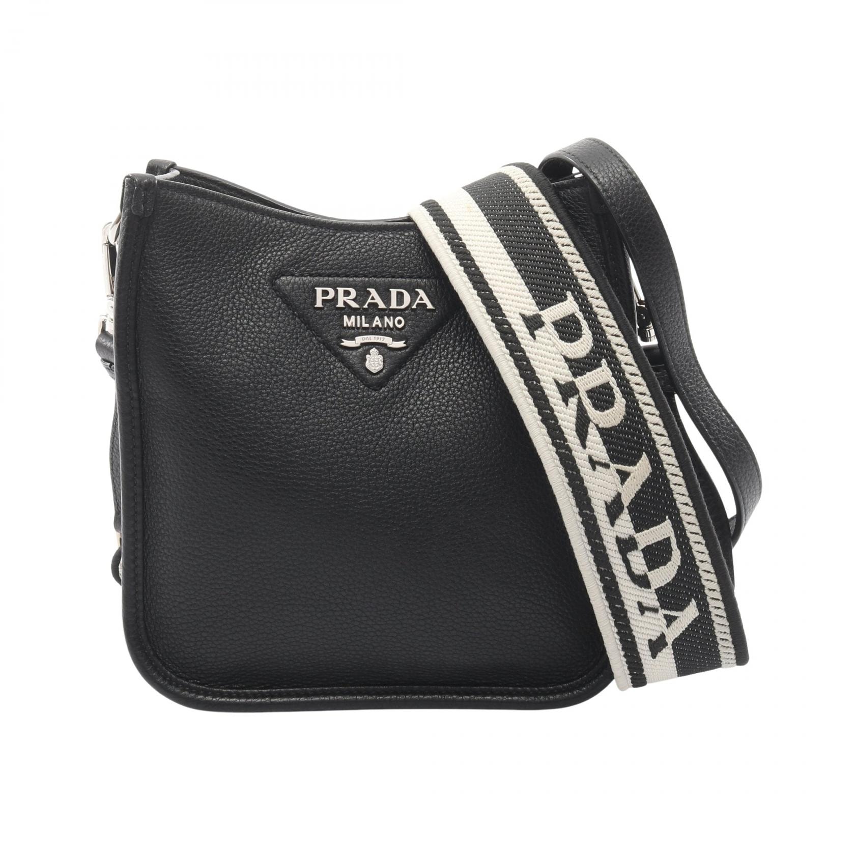 プラダ PRADA VIT.DAINO SOFT ショルダーバッグ バッグ レザー キャンバス レディース ブラック系 1BH191 【中古】