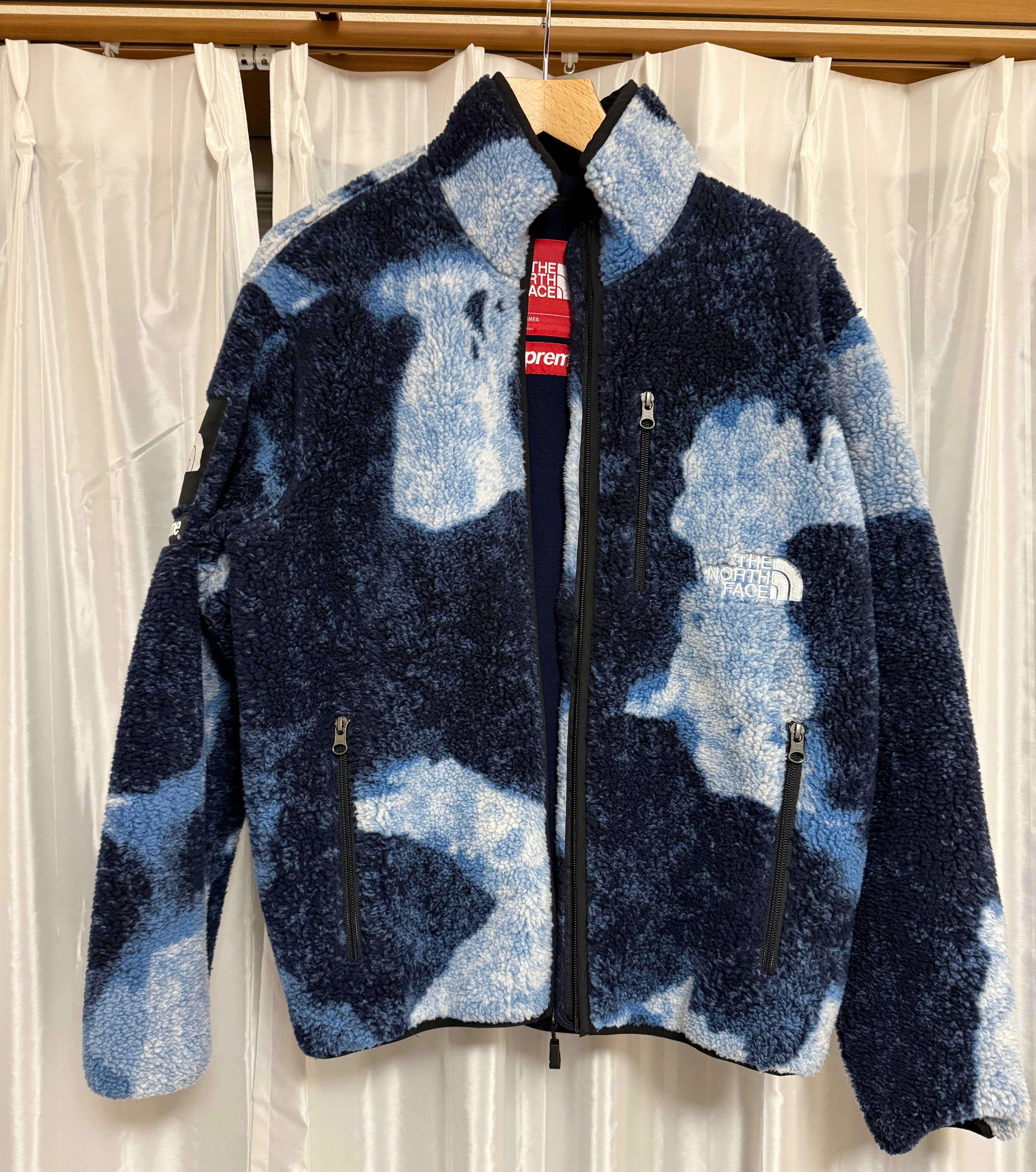 Supreme x The North Face Bleached Denim Print Fleece Jacket "Indigo"
