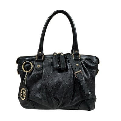 グッチ スーキー グッチシマ ショルダーバッグ シマレザー 247902 ブラック レディース GUCCI 中古