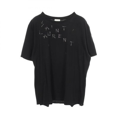 サンローランパリ SAINT LAURENT PARIS ロゴ 半袖Tシャツ 衣料品 トップス コットン メンズ ブラック系 【中古】
