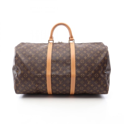 ルイ・ヴィトン LOUIS VUITTON キーポル55 ボストンバッグ バッグ PVCコーティングキャンバス レザー モノグラム メンズ レディース ブラウン系 M41424 【中古】
