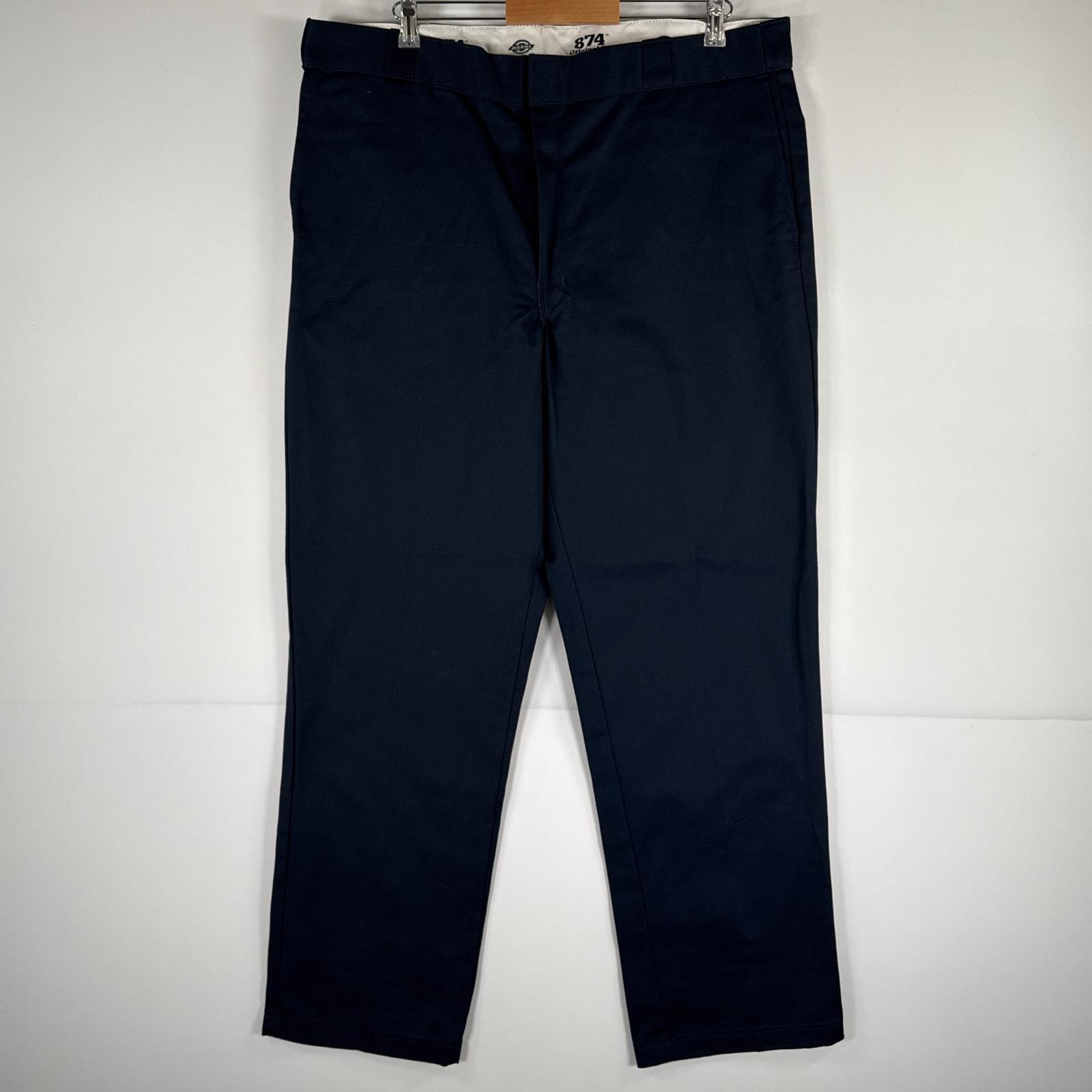 古着 ディッキーズ Dickies ワークパンツ ストレート 作業着 大きいサイズ 874 オリジナルフィット ワンポイント w40 L32  ネイビー メンズ