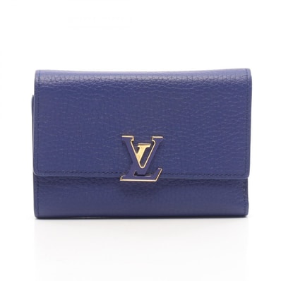 ルイ・ヴィトン LOUIS VUITTON ポルトフォイユ カプシーヌ コンパクト 二つ折り財布 財布 トリヨンレザー トリヨンレザー レディース ブルー系 M63714 【中古】