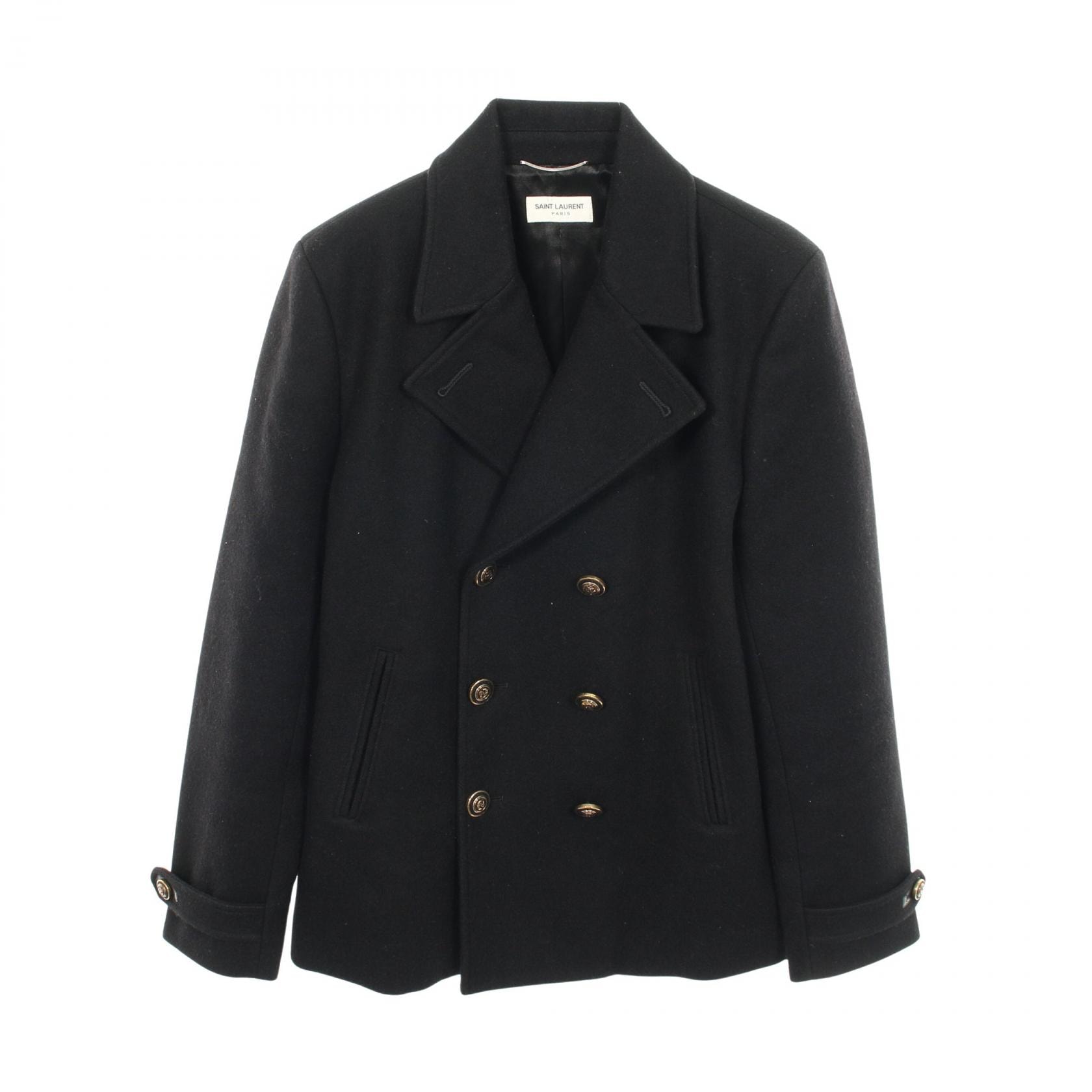 サンローランパリ SAINT LAURENT PARIS ピーコート 衣料品 アウター ウール メンズ ブラック系 【中古】