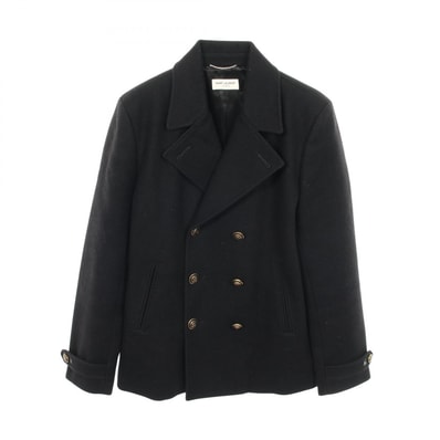サンローランパリ SAINT LAURENT PARIS ピーコート 衣料品 アウター ウール メンズ ブラック系 【中古】