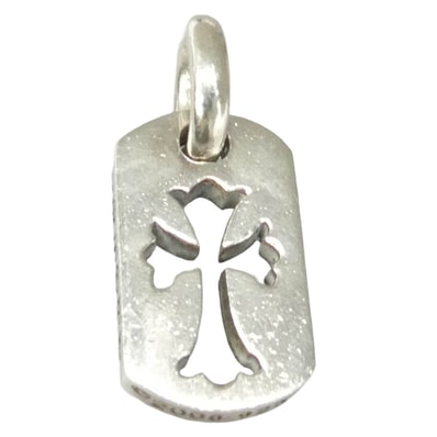 Chrome Hearts Tiny Cutout Cross Dog Tag Charm "Silver"