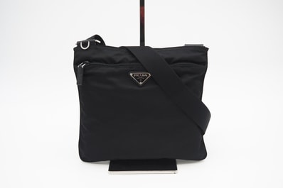 美品 PRADA プラダ VELA SPORT テスート ショルダーバッグ トライアングルロゴ BT0420 ショルダーバッグ ブラック ナイロン サフィアーノ レディース