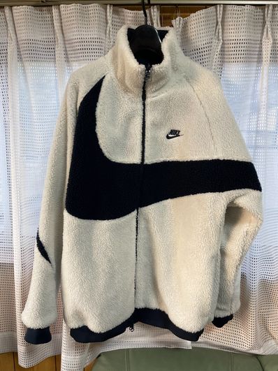 Nike Big Swoosh Reversible Boa Jacket "Sail/Dark Obsidian"
