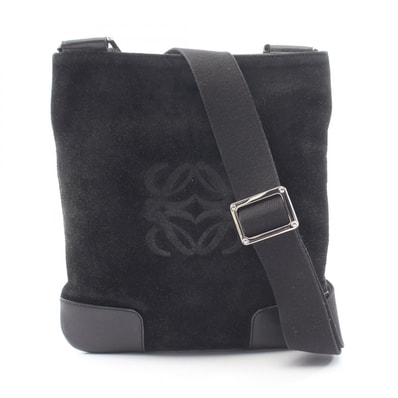 ロエベ LOEWE アナグラム ショルダーバッグ バッグ スウェード レザー レディース ブラック系 【中古】
