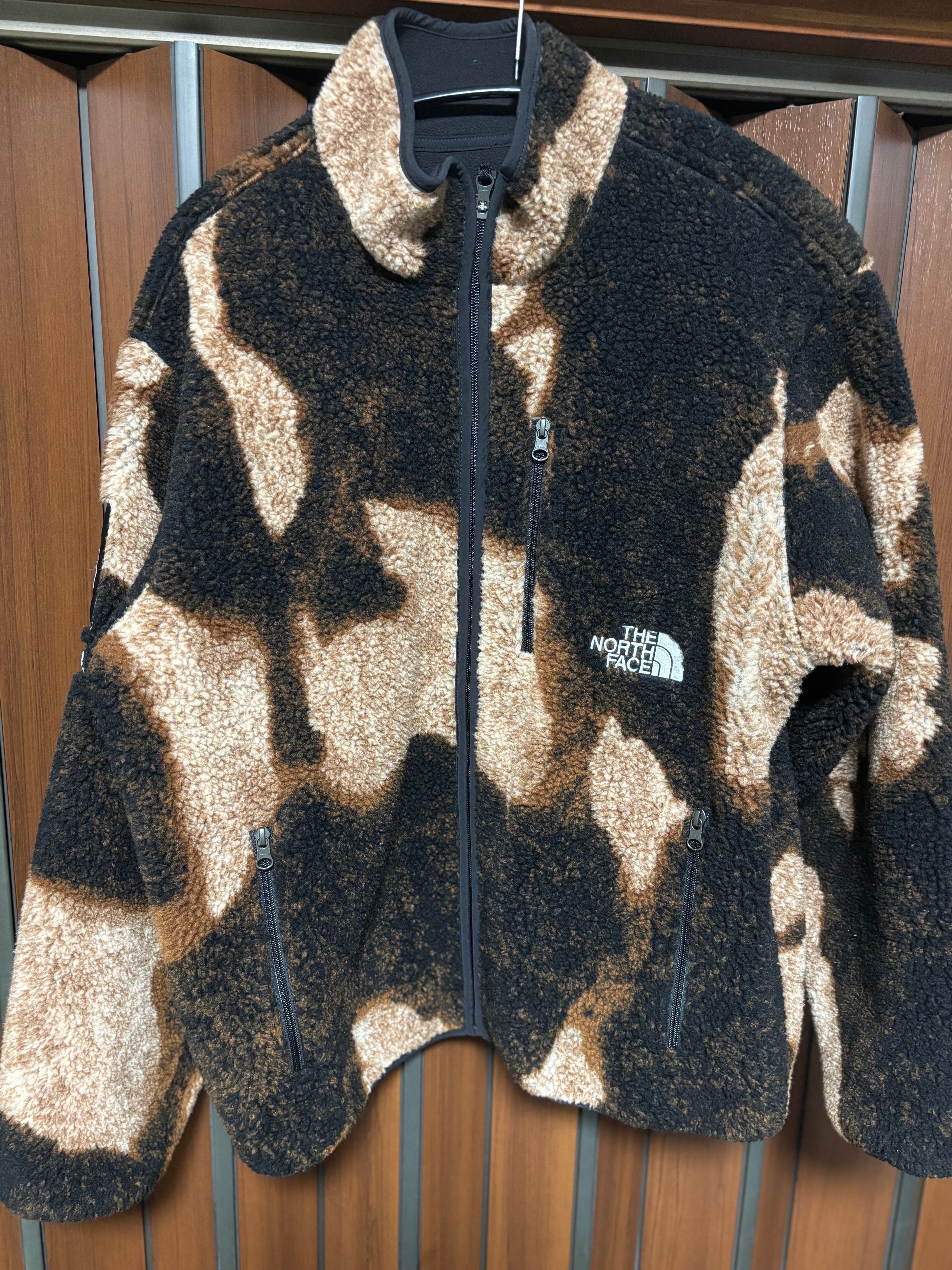 Supreme x The North Face Bleached Denim Print Fleece Jacket "Black"