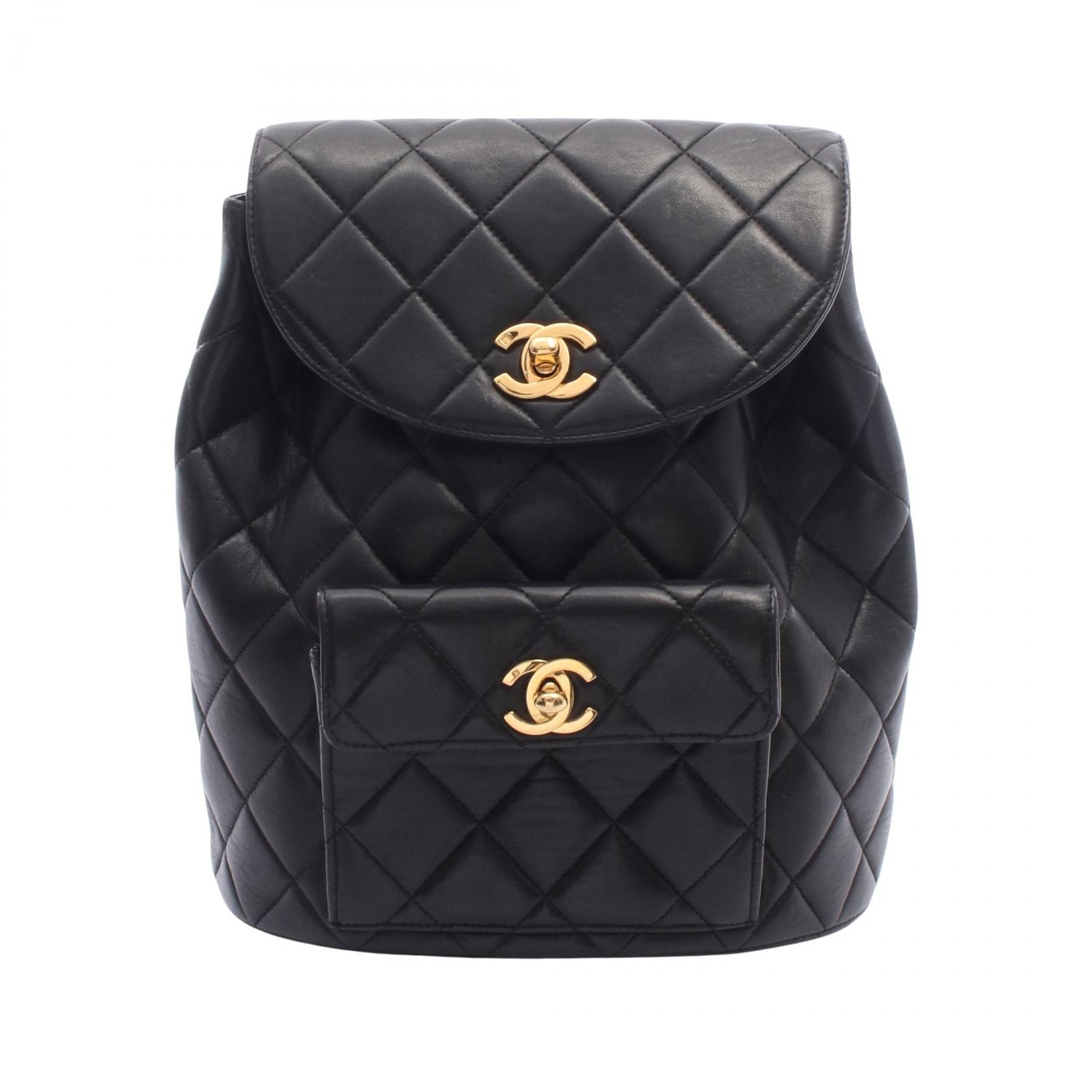シャネル CHANEL マトラッセ リュックサック バックパック バッグ ラムスキン(羊革) レディース ブラック系 【中古】