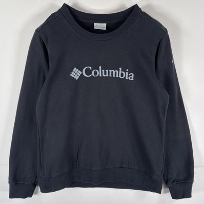古着 コロンビア Columbia スウェット トレーナー プルオーバー ビッグプリントロゴ アウトドア クルーネック L ブラック メンズ