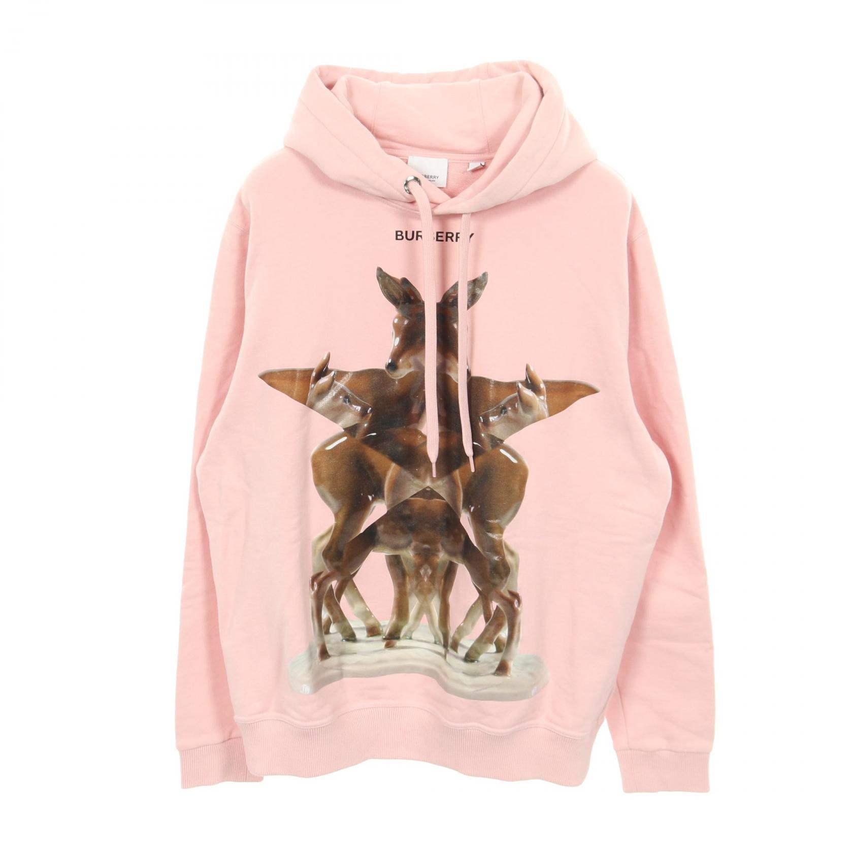バーバリー BURBERRY バンビプリント パーカー 衣料品 トップス コットン メンズ ピンク系 【中古】
