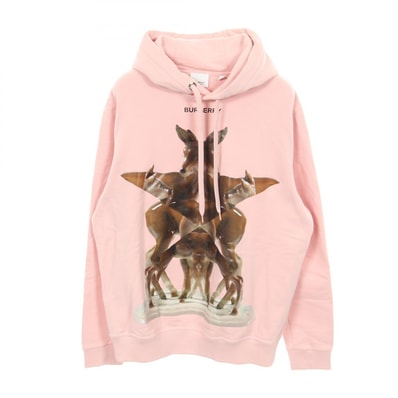 バーバリー BURBERRY バンビプリント パーカー 衣料品 トップス コットン メンズ ピンク系 【中古】