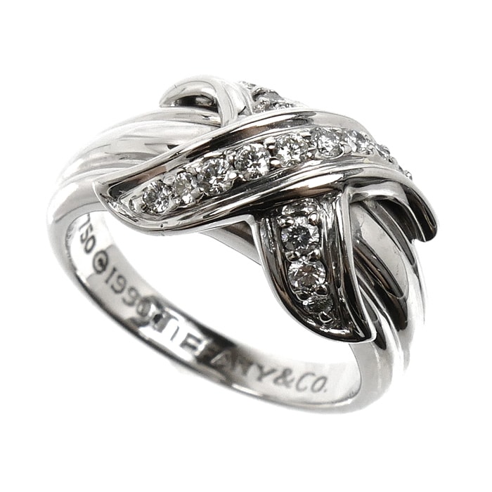 TIFFANY&Co. ティファニー K18WG ホワイトゴールド シグネチャー リング・指輪 ダイヤモンド 7.5号 5.9g レディース【中古】【美品】