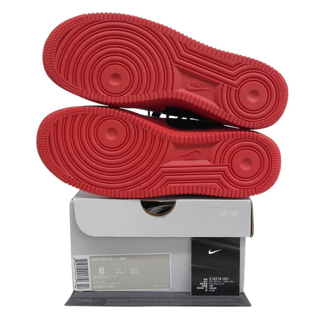 ナイキ 美品 Air Force 1 Low AJ12 Black/Varsity Red シューズ メンズ ブラック×レッド 26cm 318274 001 8(US)